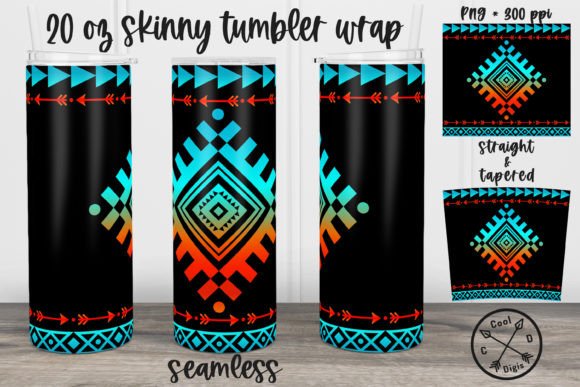 Aztec Western Seamless Tumbler Wrap: Elevating Sublimation Projects with High-Resolution Design