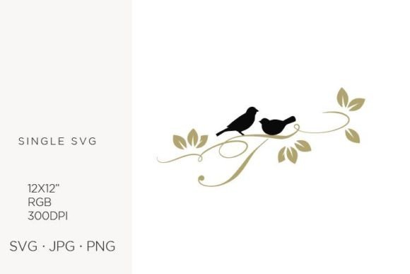 Birds on a Branch, Golden Letter T: A Versatile Digital Design Asset