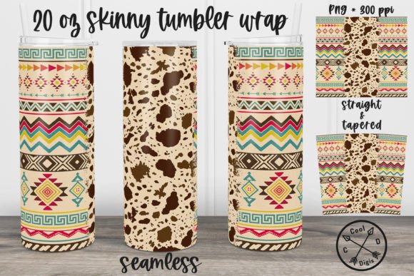 Cowhide Aztec Western 20oz Tumbler Wrap