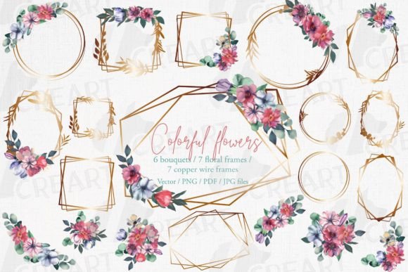 Floral Bouquets & Copper Wire Frames