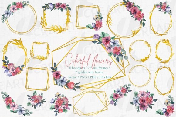 Flower Bouquets and Geo Gold Wire Frames: A Versatile Design Toolkit for Creators