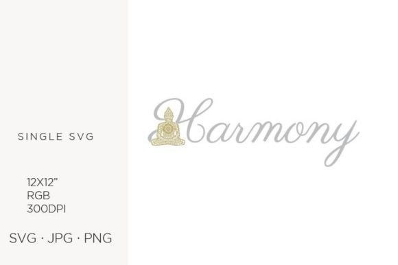 Golden Buddha & Word Harmony SVG Art