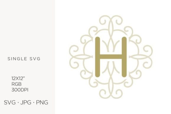 Letter H Swirl Ornamental Monogram Guide