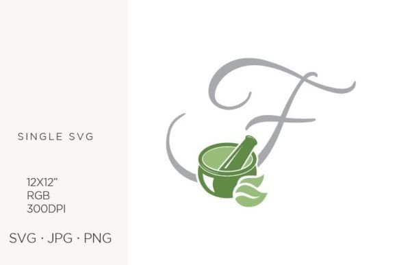Mortar, Pestle, Spice & Letter F SVG Assets