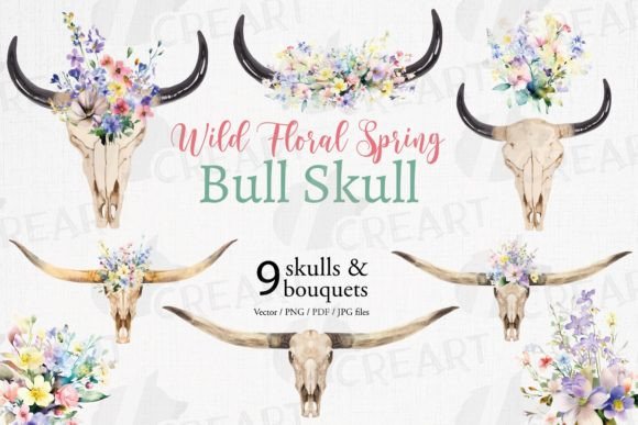 Spring Flower Bouquets and Bull Skulls