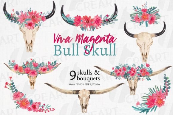 Unleashing Creativity with Viva Magenta Flower Bouquets and Bull Skulls