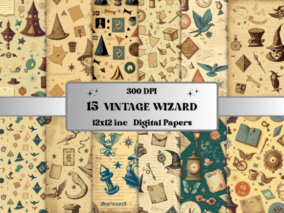 Vintage Wizard School Digital Paper Pack