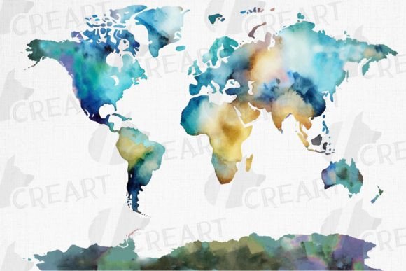 Watercolor World Map Digi: A Creative Essential